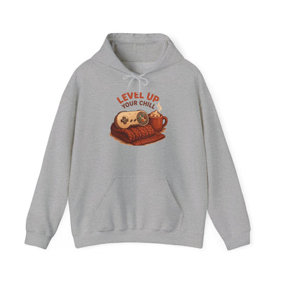 Level Up Your Chill Hoodie — Cozy Gamer Sweatshirt with Coffee & Controller