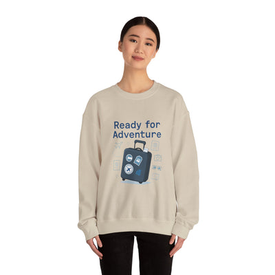 Ready for Adventure Sweatshirt — Travel Luggage Graphic Crewneck