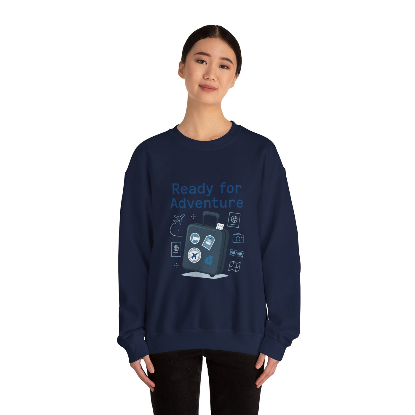 Ready for Adventure Sweatshirt — Travel Luggage Graphic Crewneck