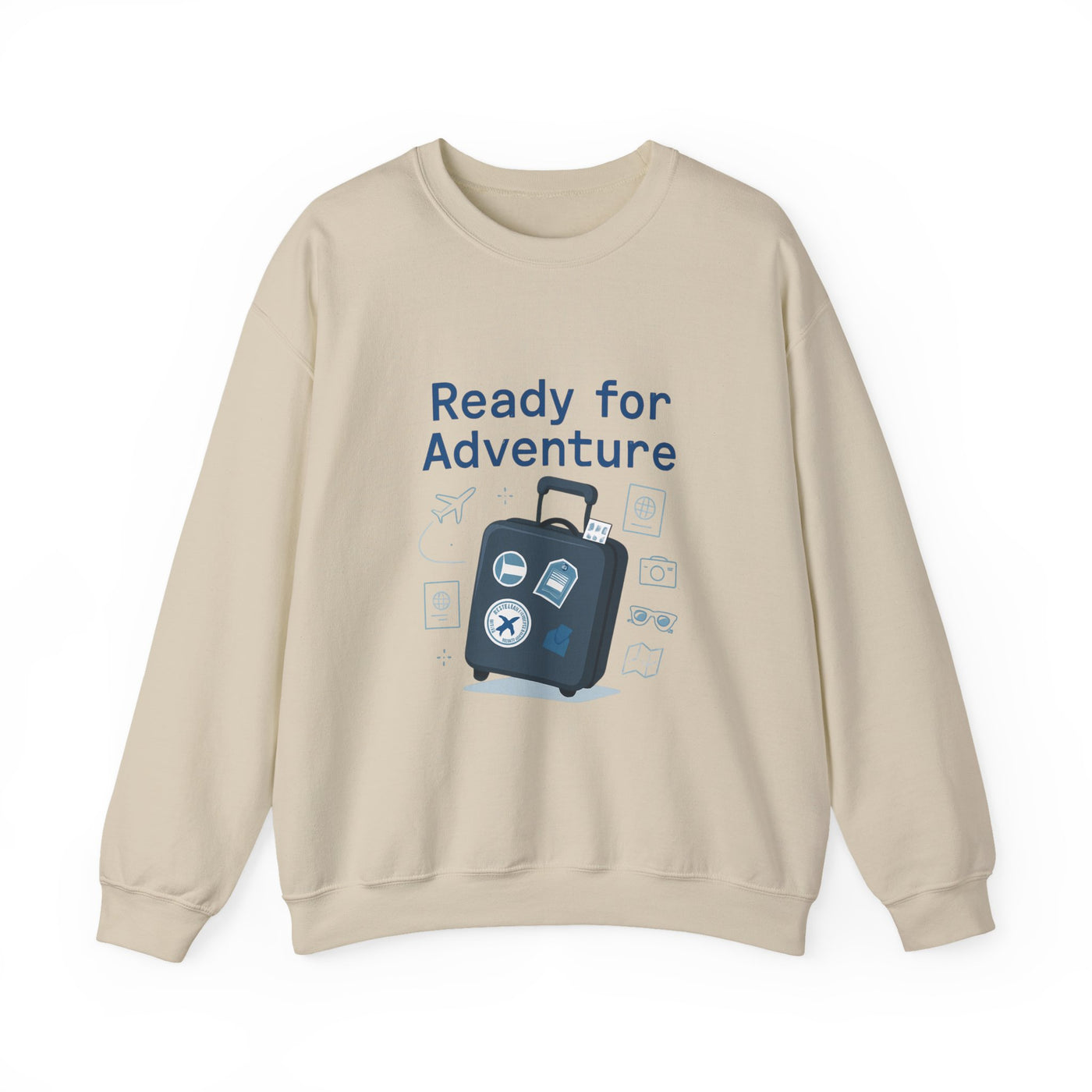 Ready for Adventure Sweatshirt — Travel Luggage Graphic Crewneck