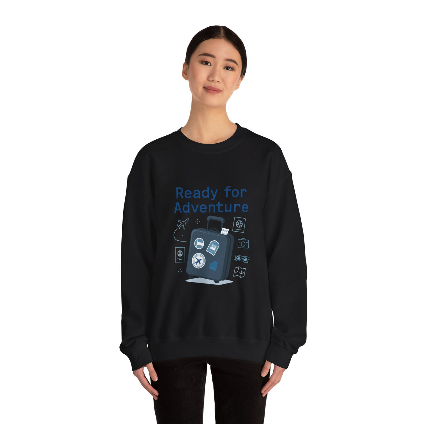 Ready for Adventure Sweatshirt — Travel Luggage Graphic Crewneck