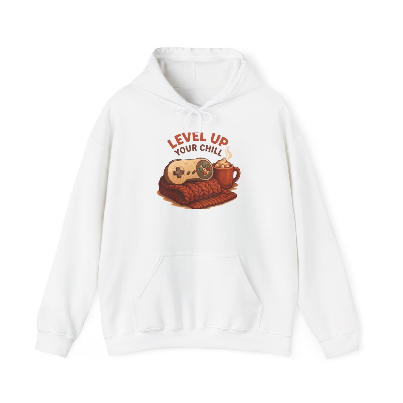 Level Up Your Chill Hoodie — Cozy Gamer Sweatshirt with Coffee & Controller