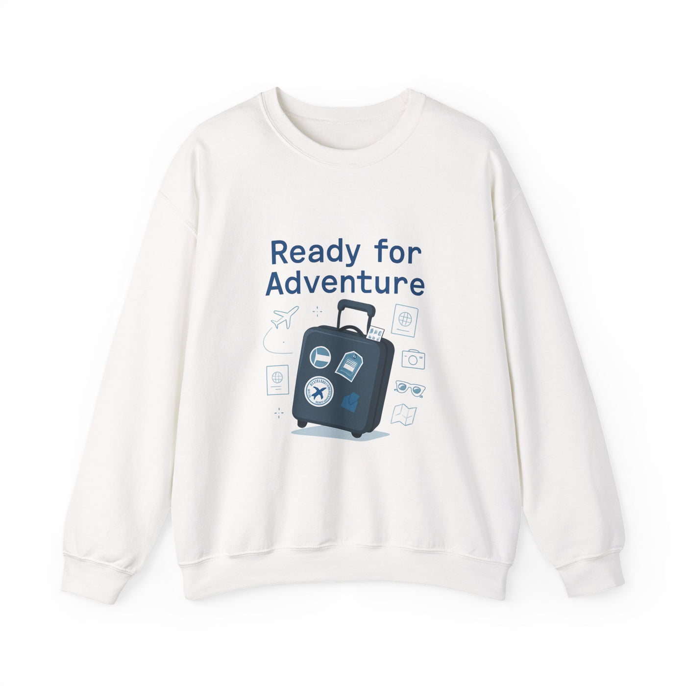 Ready for Adventure Sweatshirt — Travel Luggage Graphic Crewneck