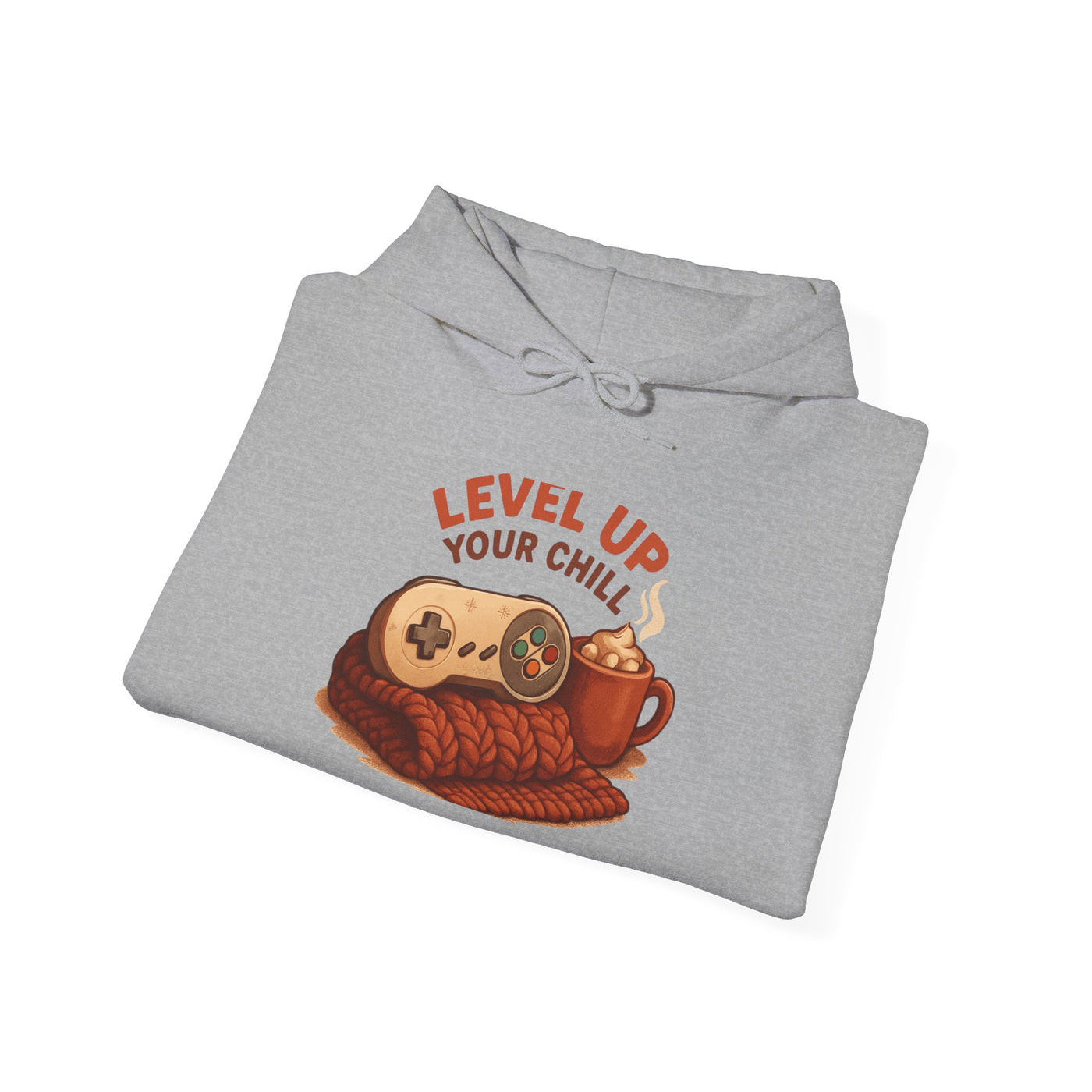 Level Up Your Chill Hoodie — Cozy Gamer Sweatshirt with Coffee & Controller
