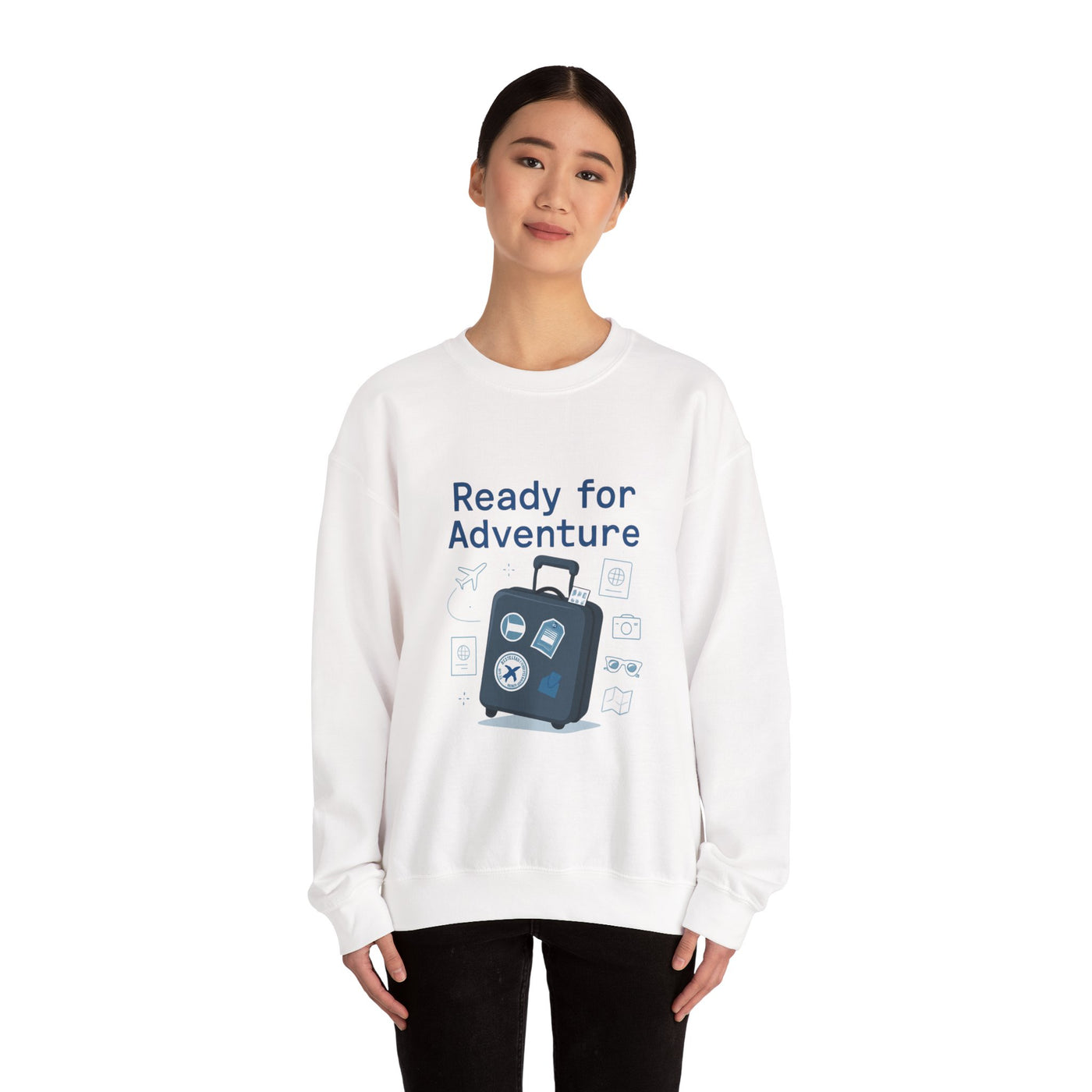 Ready for Adventure Sweatshirt — Travel Luggage Graphic Crewneck