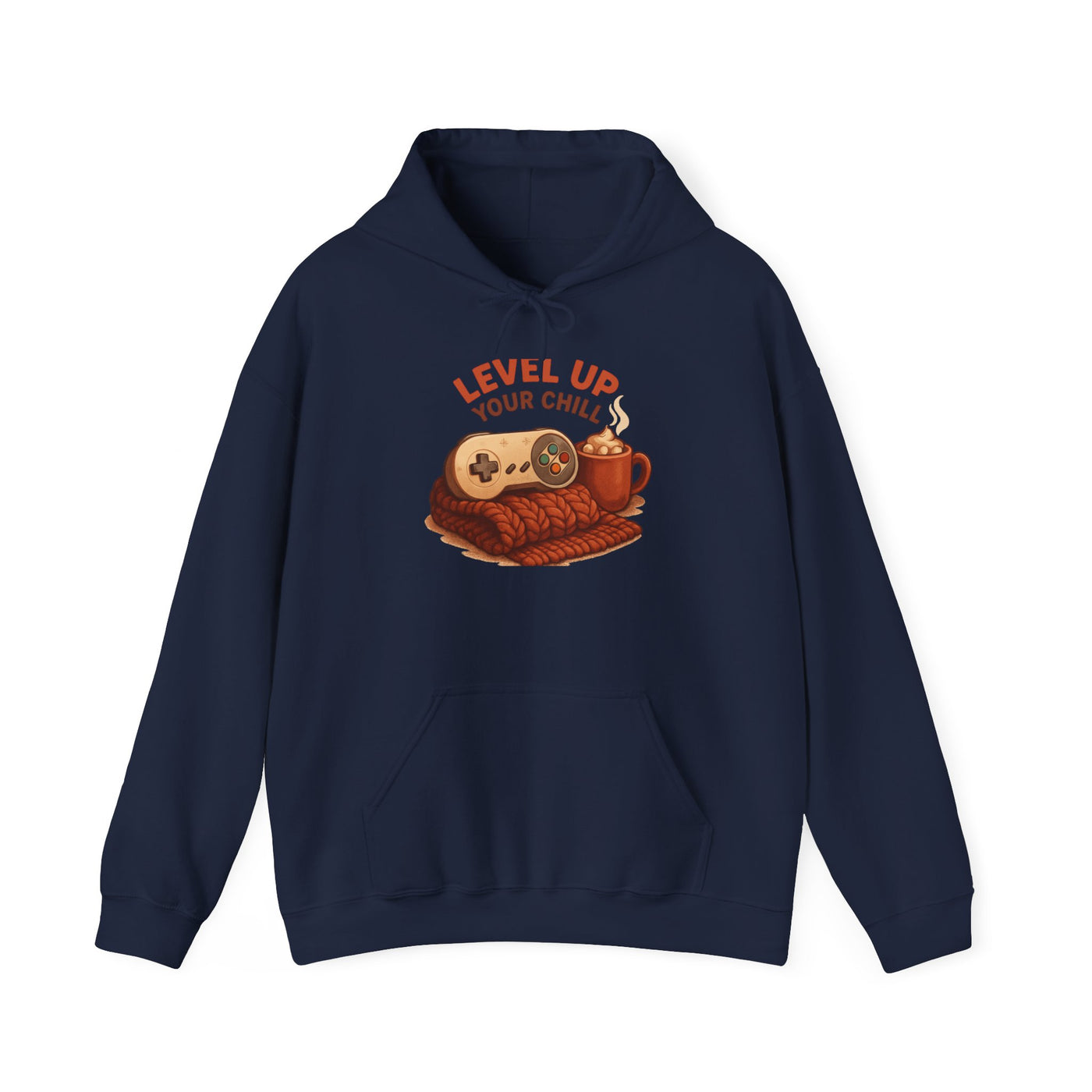 Level Up Your Chill Hoodie — Cozy Gamer Sweatshirt with Coffee & Controller