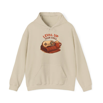 Level Up Your Chill Hoodie — Cozy Gamer Sweatshirt with Coffee & Controller