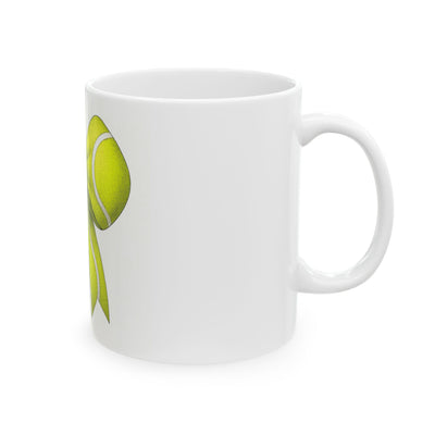 Tennis Ball Bow Ceramic Mug – Cute Lime Tennis Bow Coffee Cup (11oz & 15oz)