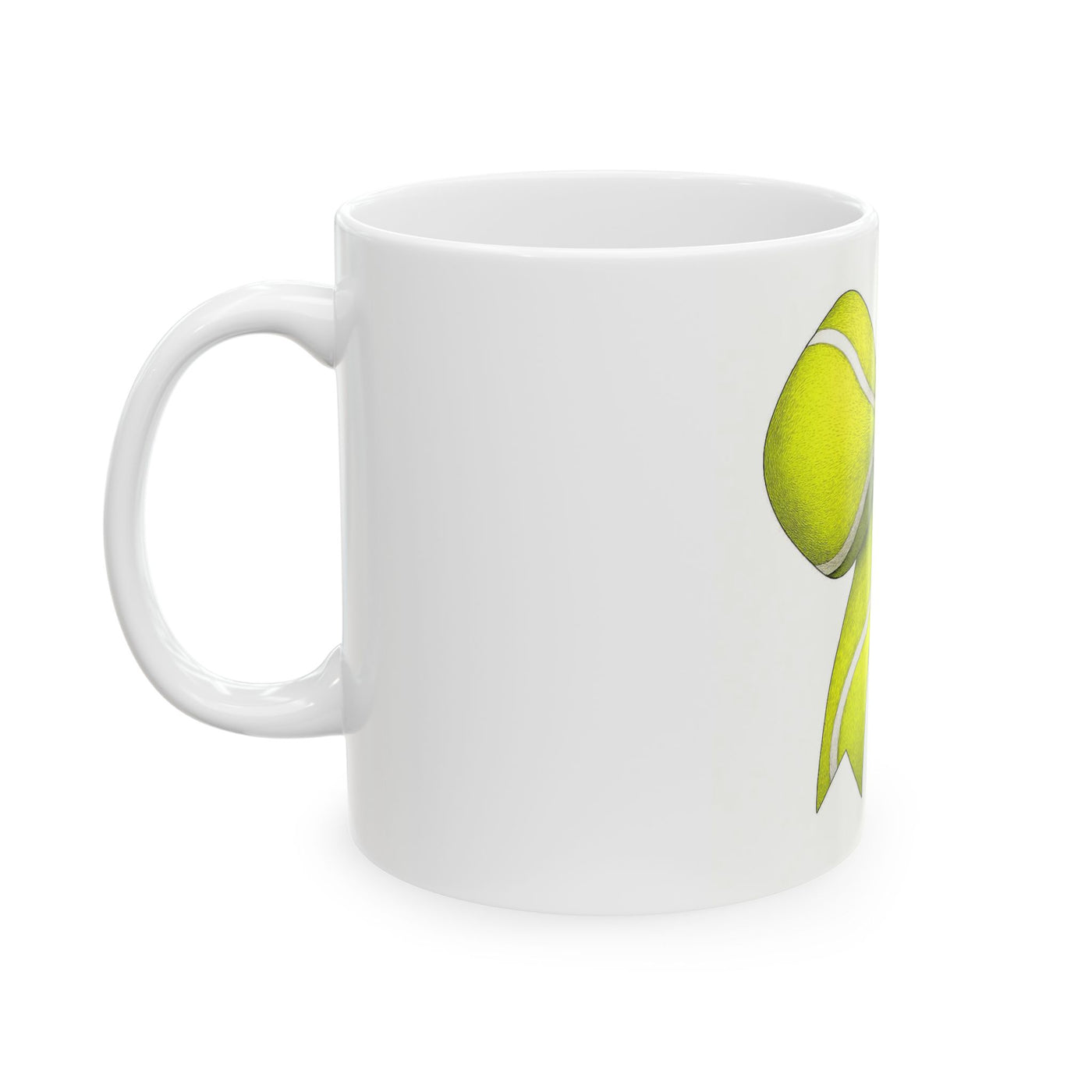 Tennis Ball Bow Ceramic Mug – Cute Lime Tennis Bow Coffee Cup (11oz & 15oz)