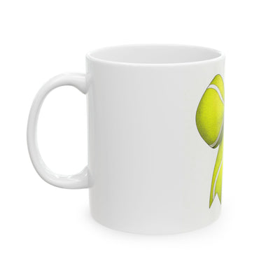 Tennis Ball Bow Ceramic Mug – Cute Lime Tennis Bow Coffee Cup (11oz & 15oz)