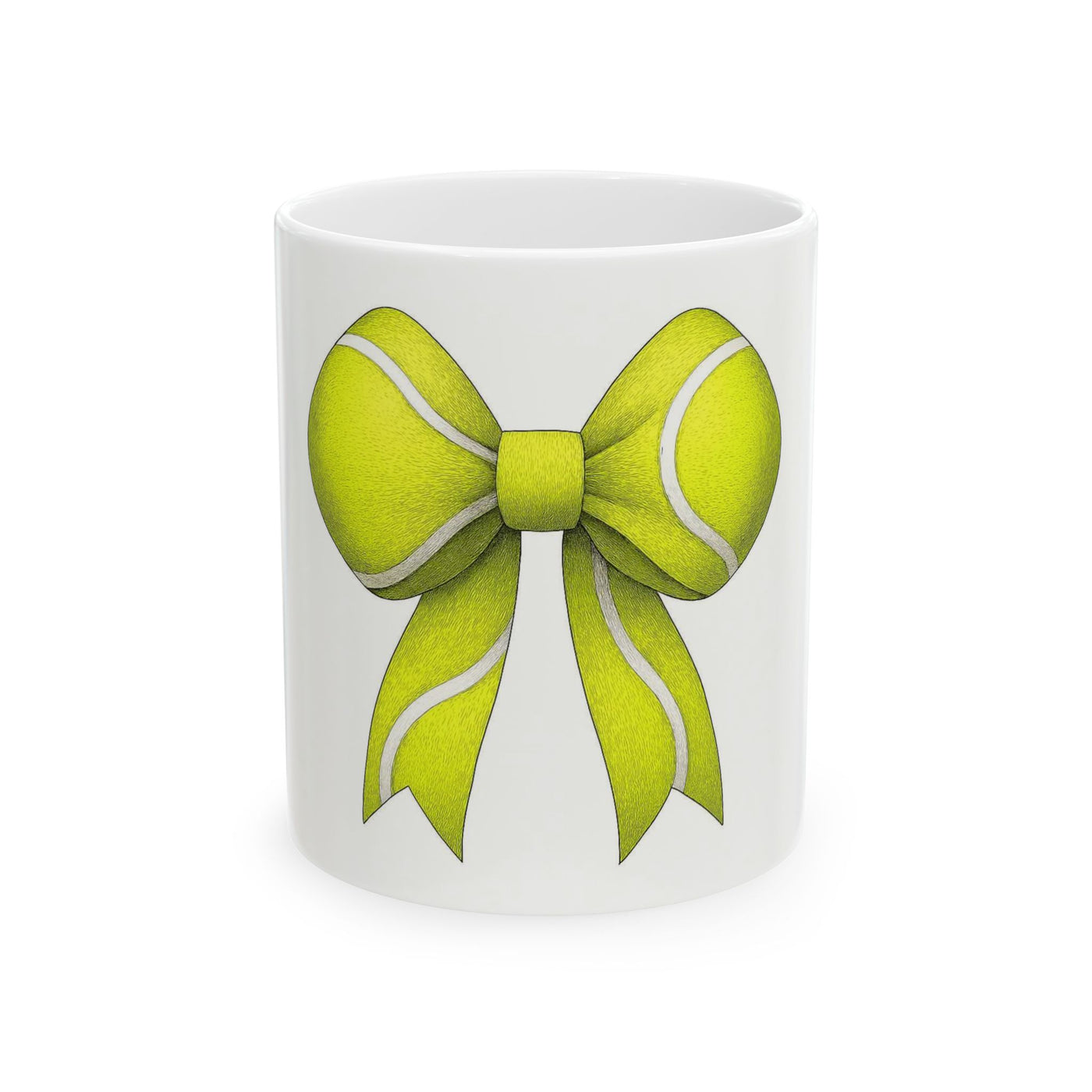 Tennis Ball Bow Ceramic Mug – Cute Lime Tennis Bow Coffee Cup (11oz & 15oz)