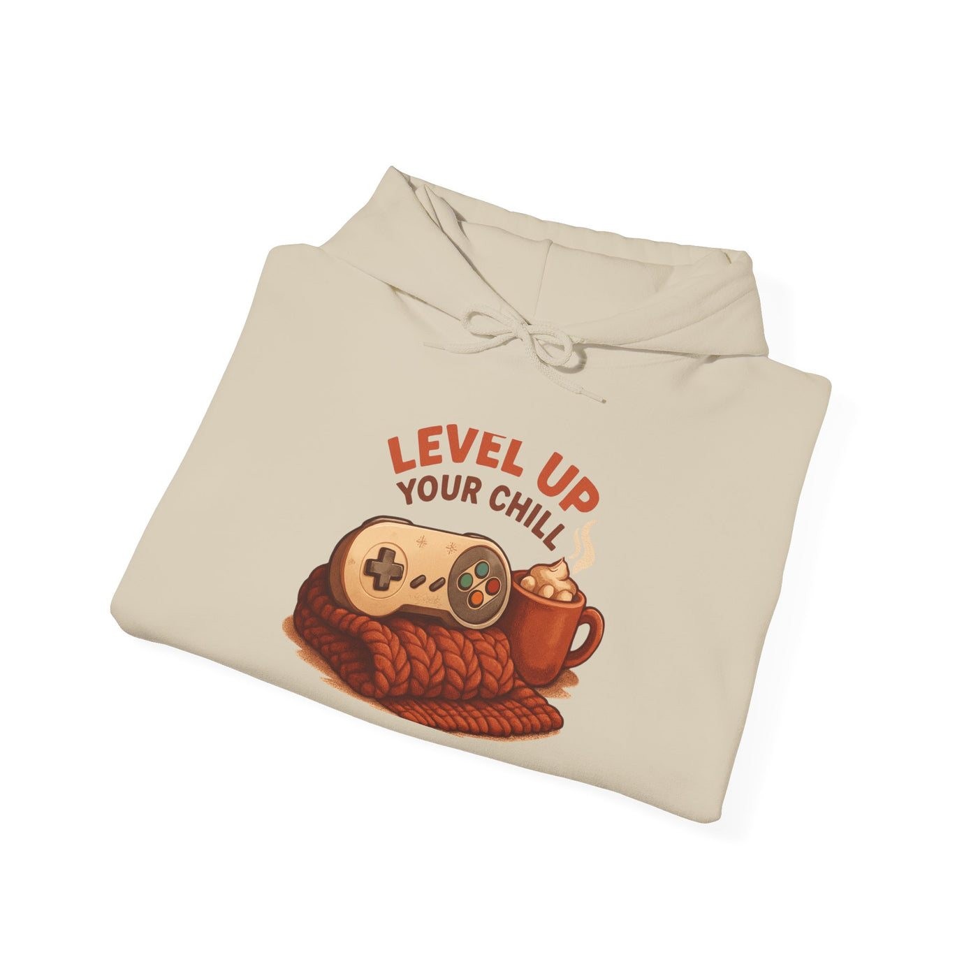 Level Up Your Chill Hoodie — Cozy Gamer Sweatshirt with Coffee & Controller