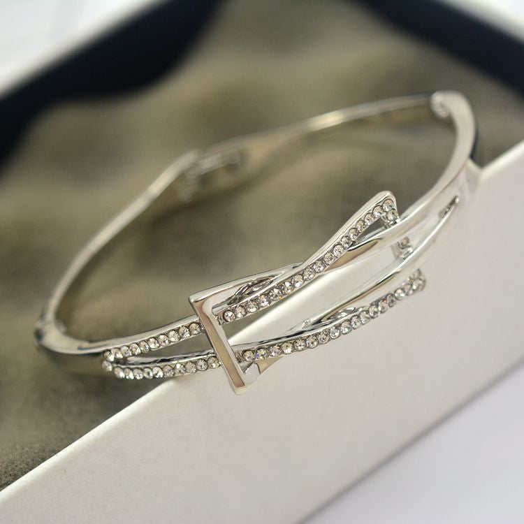 Sweet Girl Diamond Shiny Jewelry Simple Crystal Bracelet Bangle