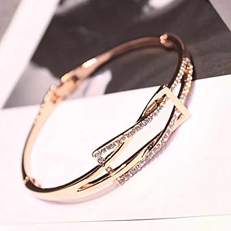 Sweet Girl Diamond Shiny Jewelry Simple Crystal Bracelet Bangle