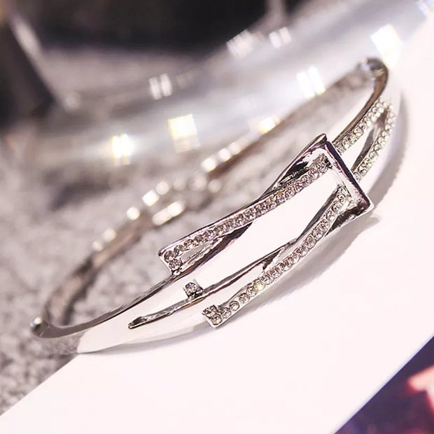 Sweet Girl Diamond Shiny Jewelry Simple Crystal Bracelet Bangle