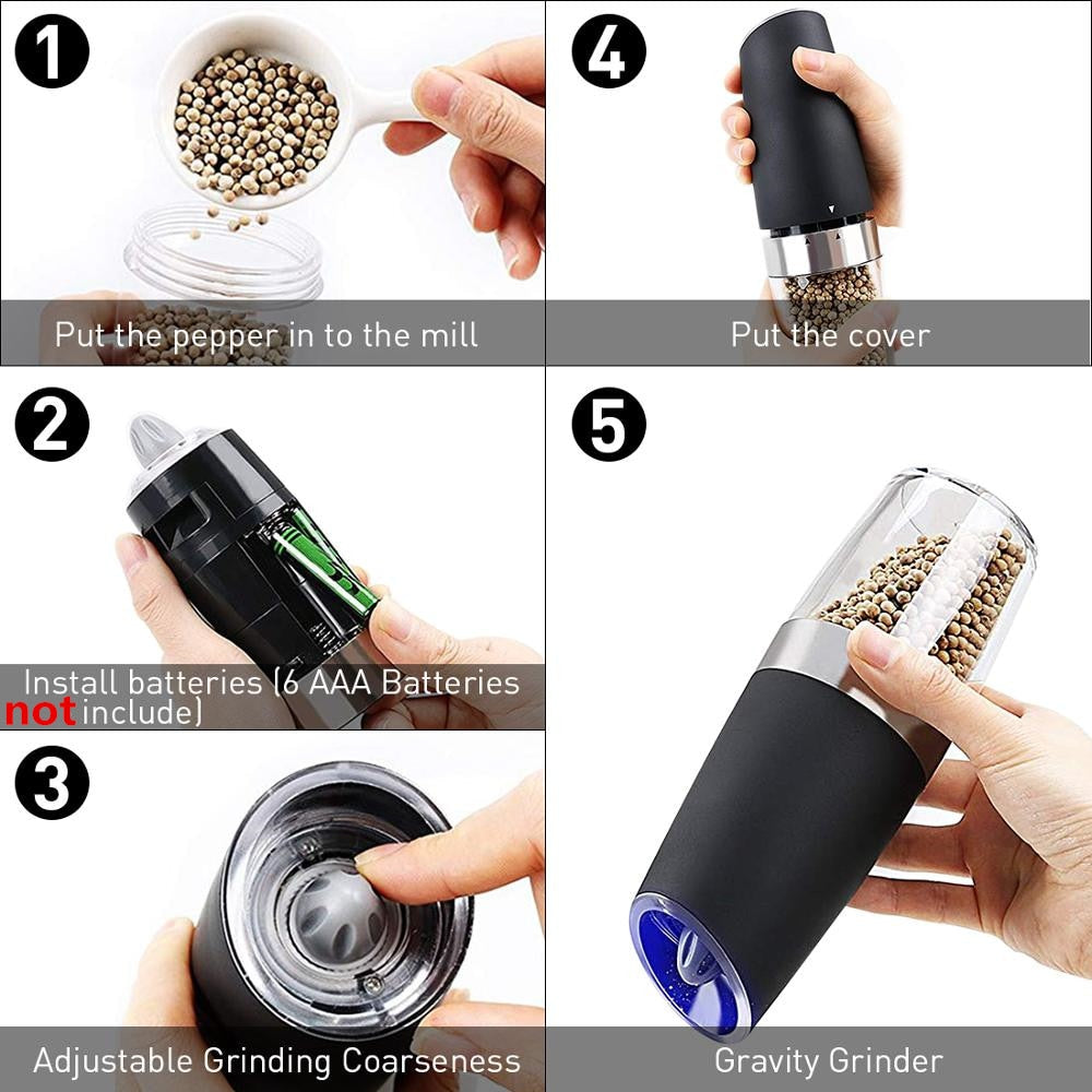 Electric Automatic Mill Pepper and Salt Grinder LED