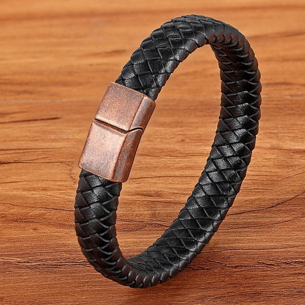 Magnetic Black Men Bracelet Fashion Leather