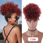 Afro Kinky Curly Synthetic Ponytail Extension with Bangs