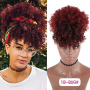 Afro Kinky Curly Synthetic Ponytail Extension with Bangs