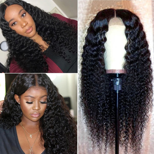 Deep Curly Lace Front Wig Human for Black Women