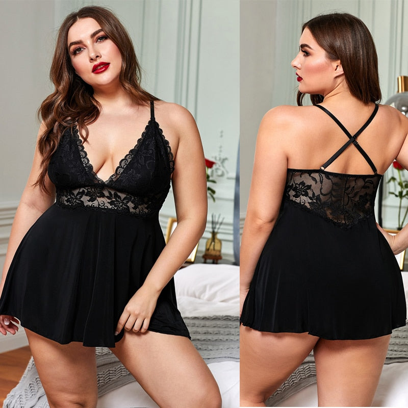 Plus Contrast Lace Cami Nightdress