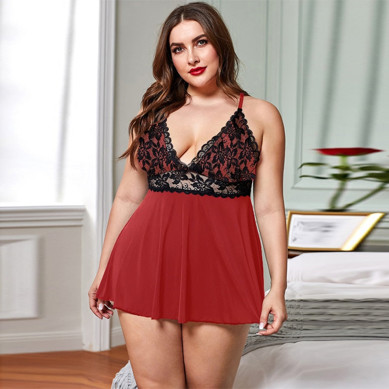 Plus Contrast Lace Cami Nightdress