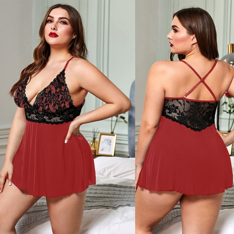 Plus Contrast Lace Cami Nightdress