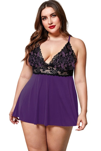 Plus Contrast Lace Cami Nightdress