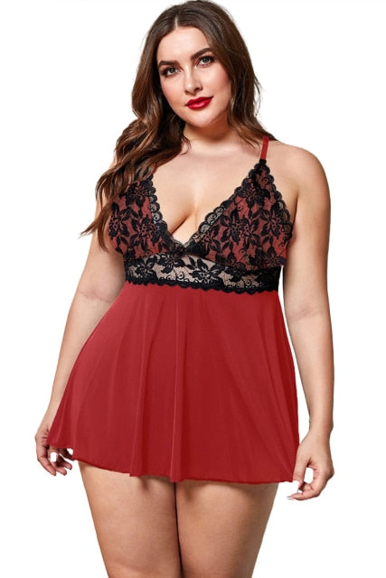 Plus Contrast Lace Cami Nightdress