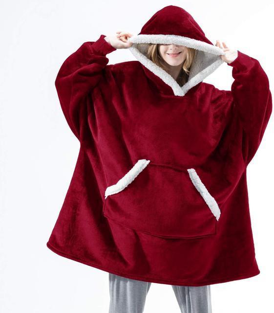 Oversized Hoodie Blanket With Sleeves Sweatshirt Plaid Winter