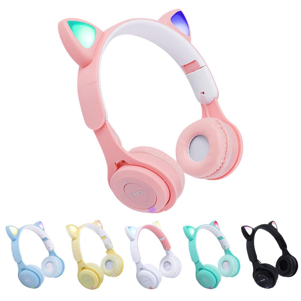 Luminous Flash Light Cute Cat Ears Bluetooth Wireless Headphone