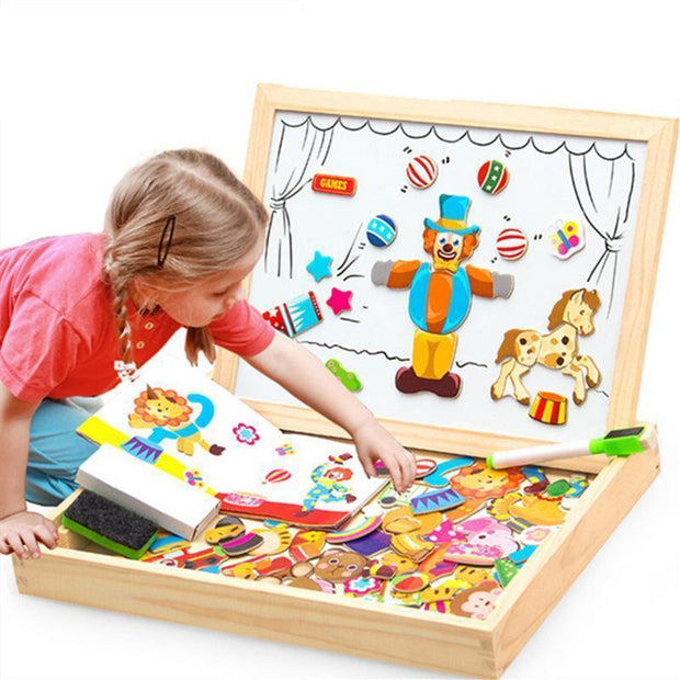 Educational Magnetic Box - (100+PCS Wooden Magnetic Puzzle)